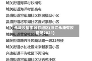 永康疫情中风险地区(浙江永康有疫情吗2021)