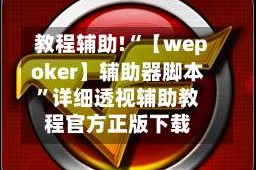 教程辅助!“【wepoker】辅助器脚本”详细透视辅助教程官方正版下载