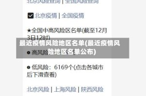 最近疫情风险地区名单(最近疫情风险地区名单公布)