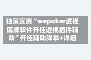 独家实测“wepoker透视底牌软件开挂透视插件辅助”开挂辅助脚本+详细