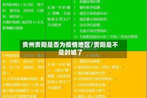 贵州贵阳是否为疫情地区/贵阳是不是封城了