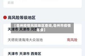 【亳州疫情风险地区查询,亳州市疫情等级】