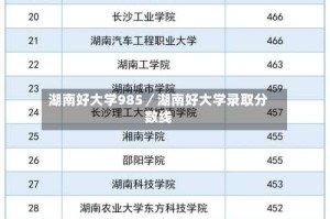湖南好大学985／湖南好大学录取分数线