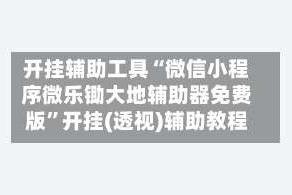 开挂辅助工具“微信小程序微乐锄大地辅助器免费版”开挂(透视)辅助教程