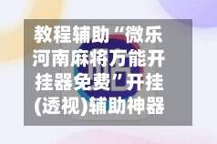 教程辅助“微乐河南麻将万能开挂器免费”开挂(透视)辅助神器