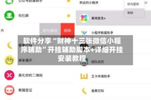 软件分享“财神十三张微信小程序辅助”开挂辅助脚本+详细开挂安装教程