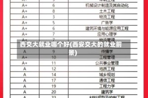 西交大就业哪个好(西安交大的就业前景)