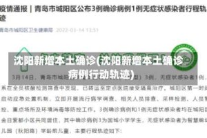 沈阳新增本土确诊(沈阳新增本土确诊病例行动轨迹)