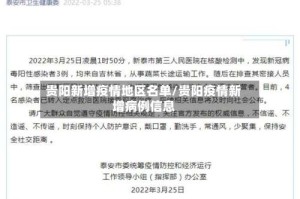 贵阳新增疫情地区名单/贵阳疫情新增病例信息