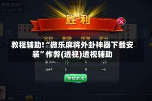 教程辅助!“微乐麻将外卦神器下载安装”作弊(透视)透视辅助