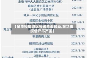 【金华疫情地区等级查询最新,金华市疫情严不严重】