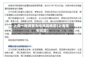 上海一地调整为中风险地区(上海变中风险)