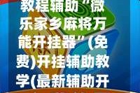 教程辅助“微乐家乡麻将万能开挂器”(免费)开挂辅助教学(最新辅助开挂教程)