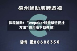 教程辅助！“wepoker轻量版透视挂方法”通用版下载教程！