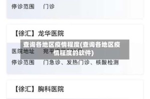 查询各地区疫情程度(查询各地区疫情程度的软件)