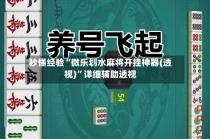 秒懂经验“微乐划水麻将开挂神器(透视)”详细辅助透视