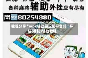 教程分享“wpk辅助是正规平台吗”开挂(透视)辅助教程