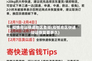 疫情停运快递地区查询(疫情地区快递停运恢复要多久)