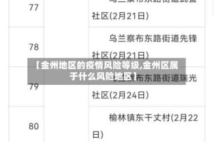 【金州地区的疫情风险等级,金州区属于什么风险地区】