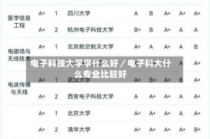 电子科技大学学什么好／电子科大什么专业比较好