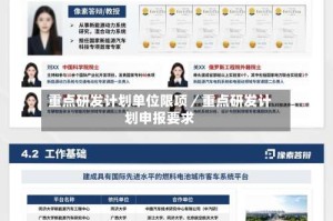 重点研发计划单位限项／重点研发计划申报要求