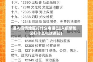 进入疫情地区打什么电话(进入疫情地区打什么电话通知)