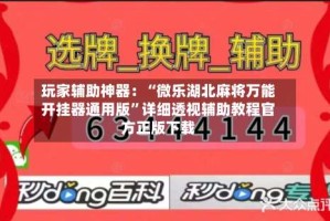 玩家辅助神器：“微乐湖北麻将万能开挂器通用版”详细透视辅助教程官方正版下载