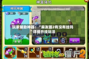 玩家辅助神器：“麻友圈2有没有挂吗”详细开挂玩法