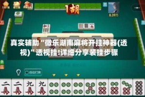 真实辅助“微乐湖南麻将开挂神器(透视)”透视挂!详细分享装挂步骤