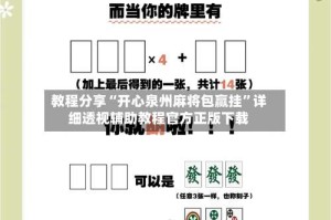 教程分享“开心泉州麻将包赢挂”详细透视辅助教程官方正版下载
