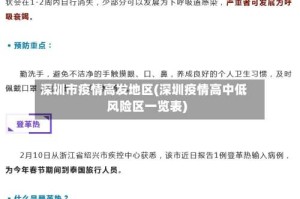 深圳市疫情高发地区(深圳疫情高中低风险区一览表)