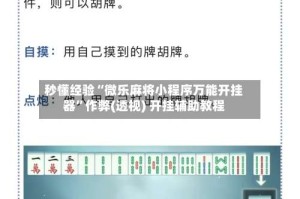 秒懂经验“微乐麻将小程序万能开挂器”作弊(透视) 开挂辅助教程