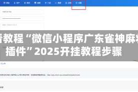 必看教程“微信小程序广东雀神麻将插件”2025开挂教程步骤