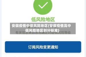 安徽疫情中低风险地区(安徽疫情高中低风险地区划分标准)