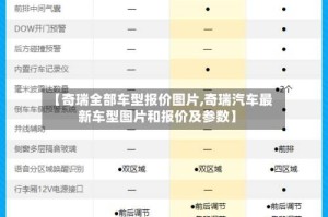 【奇瑞全部车型报价图片,奇瑞汽车最新车型图片和报价及参数】