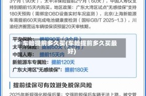 车险提前多久买(车险提前多久买最好)