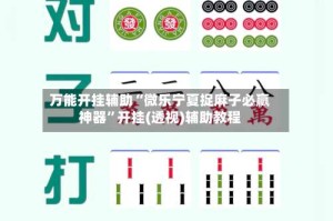 万能开挂辅助“微乐宁夏捉麻子必赢神器”开挂(透视)辅助教程