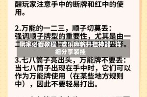 玩家必看教程“欢乐麻将开挂神器”详细分享装挂
