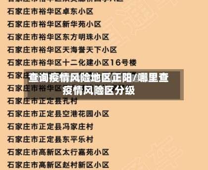 查询疫情风险地区正阳/哪里查疫情风险区分级-第3张图片