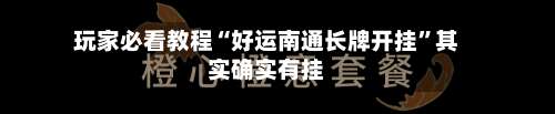 玩家必看教程“好运南通长牌开挂	”其实确实有挂-第1张图片