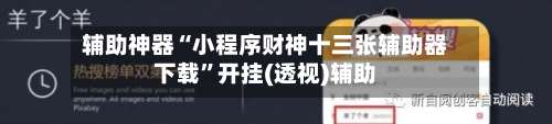 辅助神器“小程序财神十三张辅助器下载	”开挂(透视)辅助-第2张图片