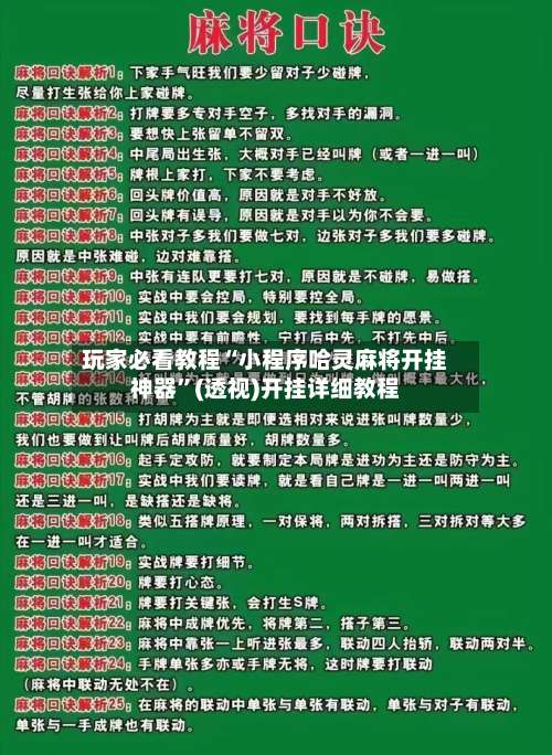 玩家必看教程“小程序哈灵麻将开挂神器”(透视)开挂详细教程-第3张图片