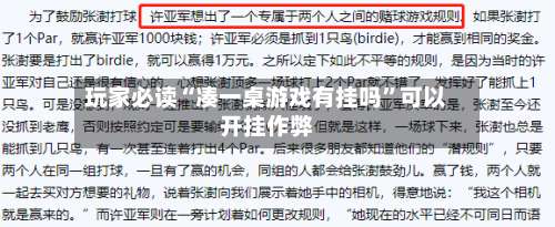 玩家必读“凑一桌游戏有挂吗”可以开挂作弊-第1张图片