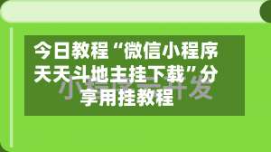 今日教程“微信小程序天天斗地主挂下载”分享用挂教程-第3张图片
