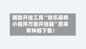 辅助开挂工具“微乐麻将小程序万能开挂器”原来有神器下载！-第1张图片