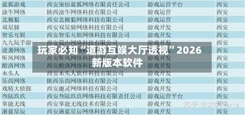 玩家必知“道游互娱大厅透视	”2026新版本软件-第1张图片