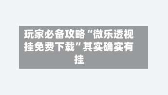 玩家必备攻略“微乐透视挂免费下载”其实确实有挂-第1张图片