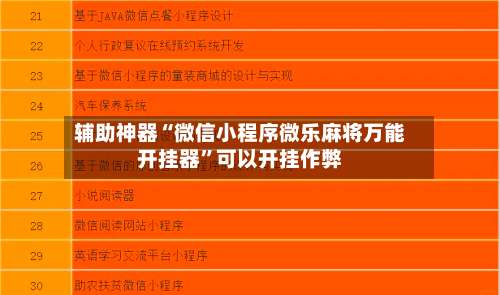辅助神器“微信小程序微乐麻将万能开挂器”可以开挂作弊-第3张图片