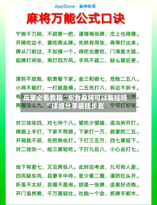 玩家必看教程“东台麻将可以装挂吗”详细分享装挂步骤-第2张图片