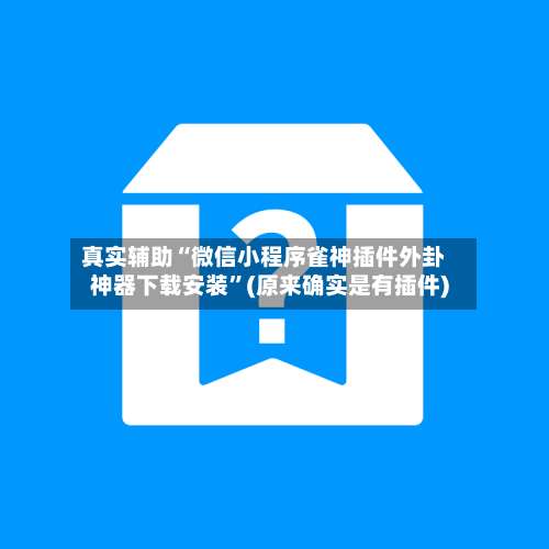 真实辅助“微信小程序雀神插件外卦神器下载安装”(原来确实是有插件)-第3张图片
